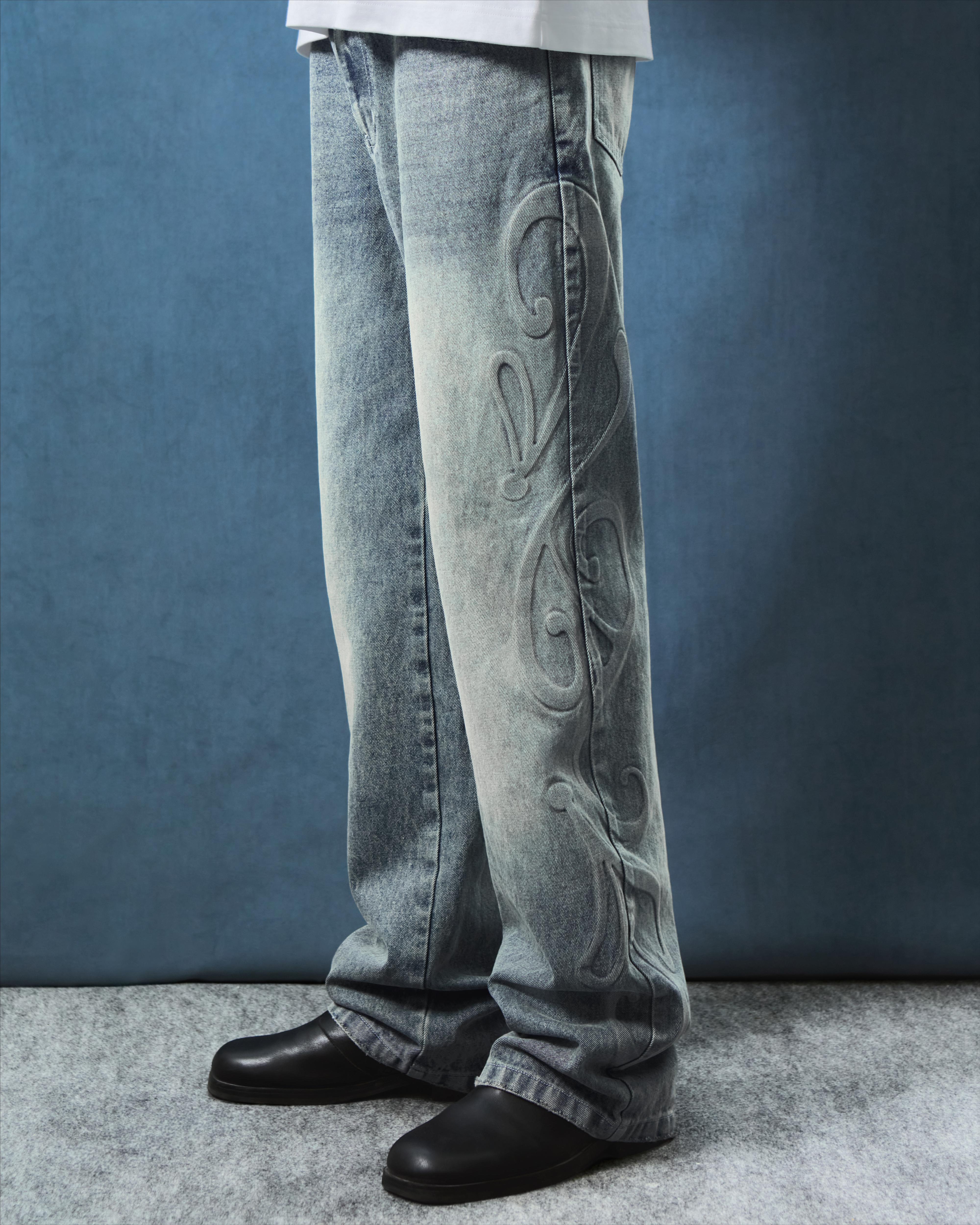 GLACIER EMBOSSED DENIM PANT