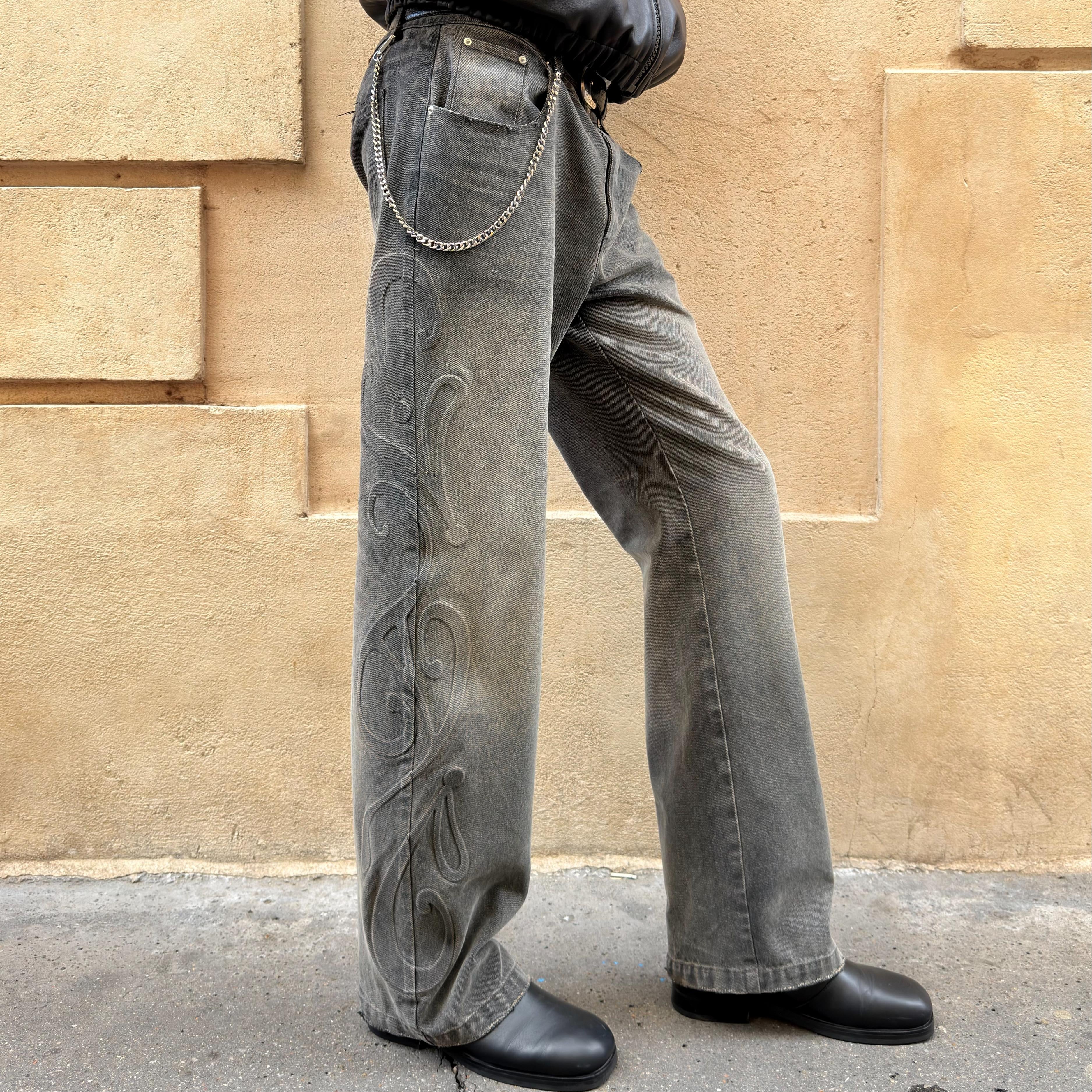 EARTH EMBOSSED DENIM PANT